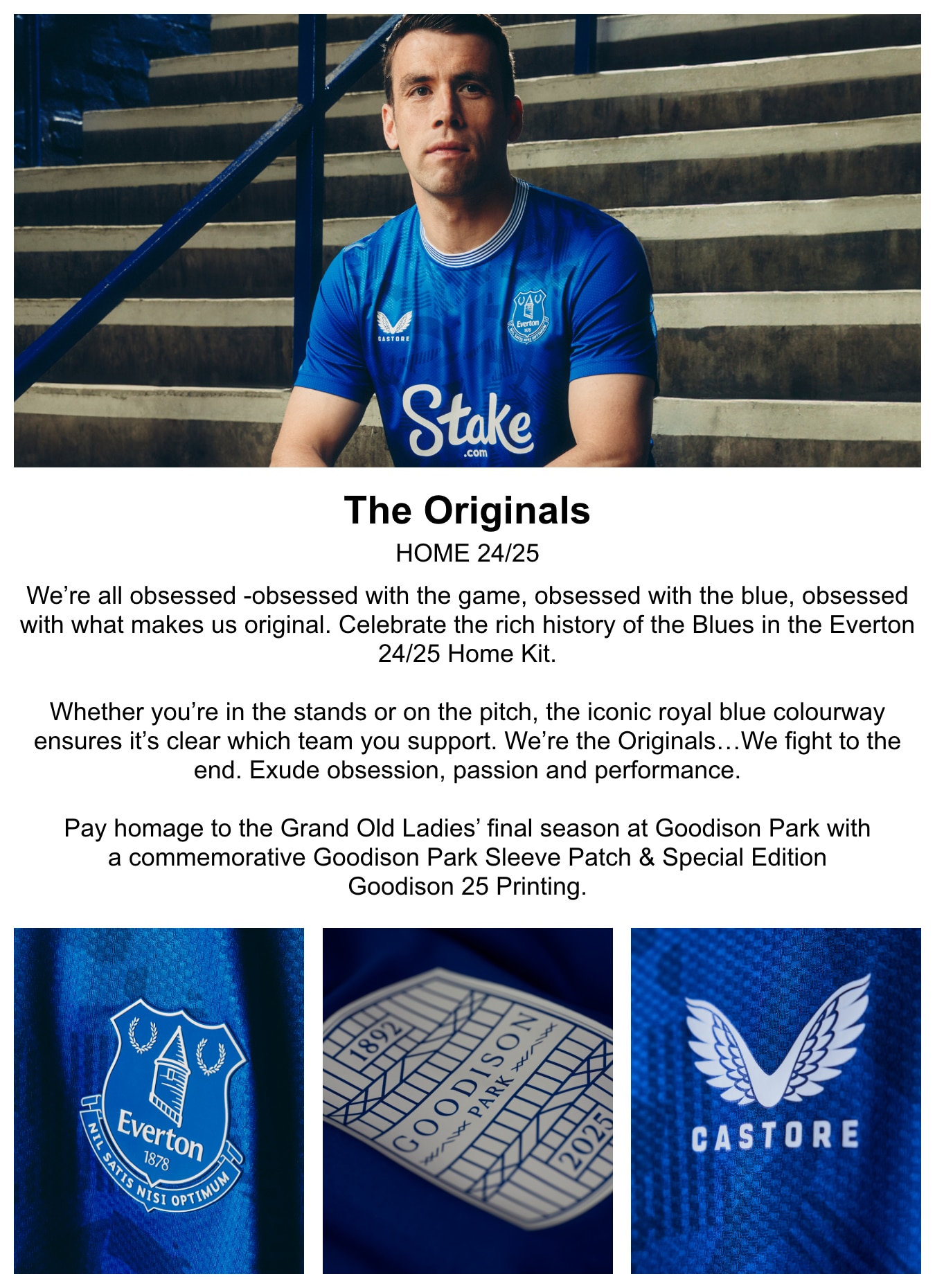 ​【国内未発売/新品】24-25 エヴァートン ホーム カストーレ (M) Everton Castore Home Replica Shirt 2024-25