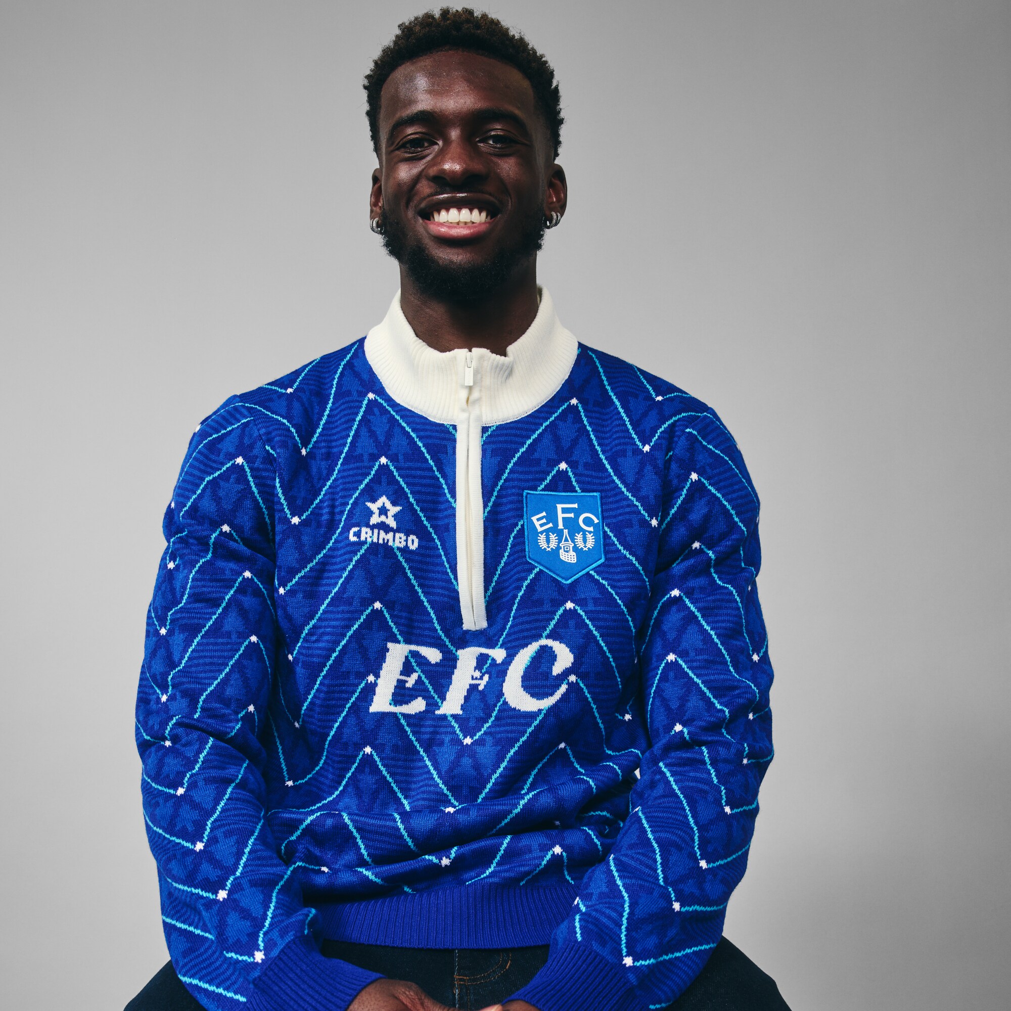 Everton Retro 1/4 Zip Christmas Jumper - Royal - Adults